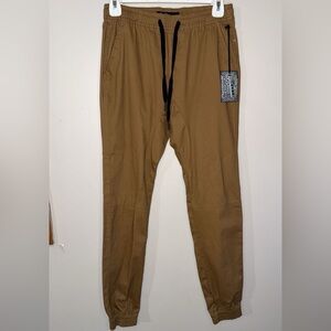 Brooklyn Cloth Jogger Men's Drawstring Pants Beige Size small Tapered Leg